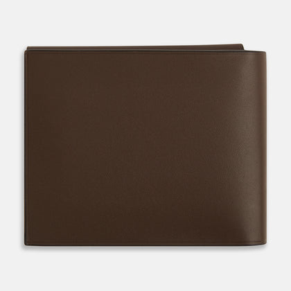 Dark Chocolate  Leather Trifold Card Holder with Metal Money Clip Image 4