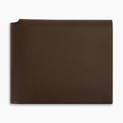 Dark Chocolate  Leather Trifold Card Holder with Metal Money Clip Image 5