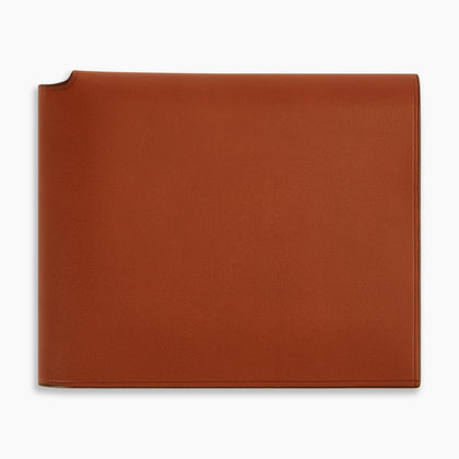 Cognac Leather Trifold Card Holder with Metal Money Clip Image 5