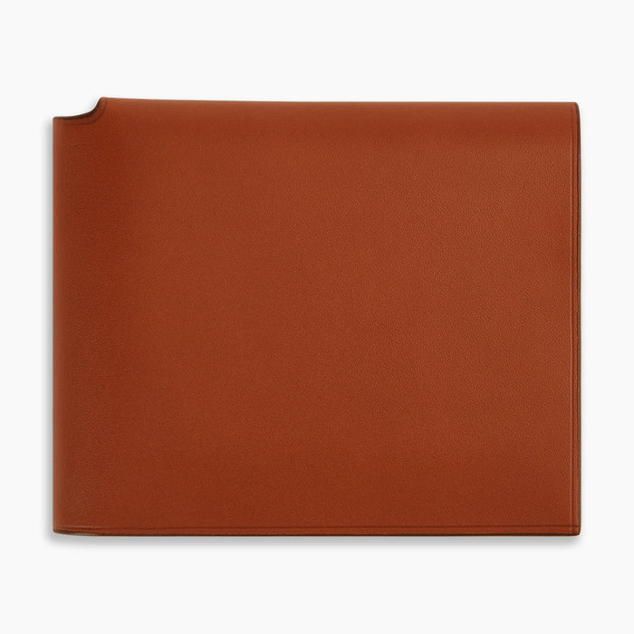 Cognac Leather Trifold Card Holder with Metal Money Clip Image 5