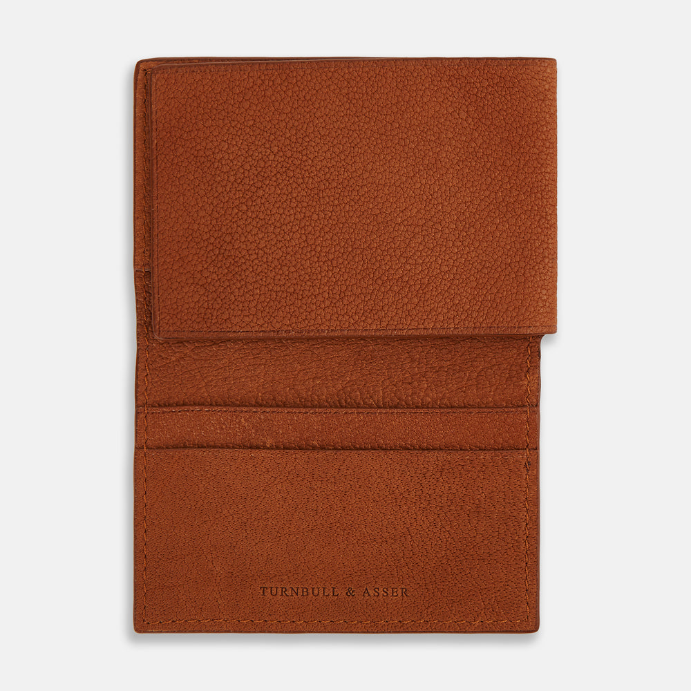 Cognac Full-Grain Leather Trifold Wallet OS