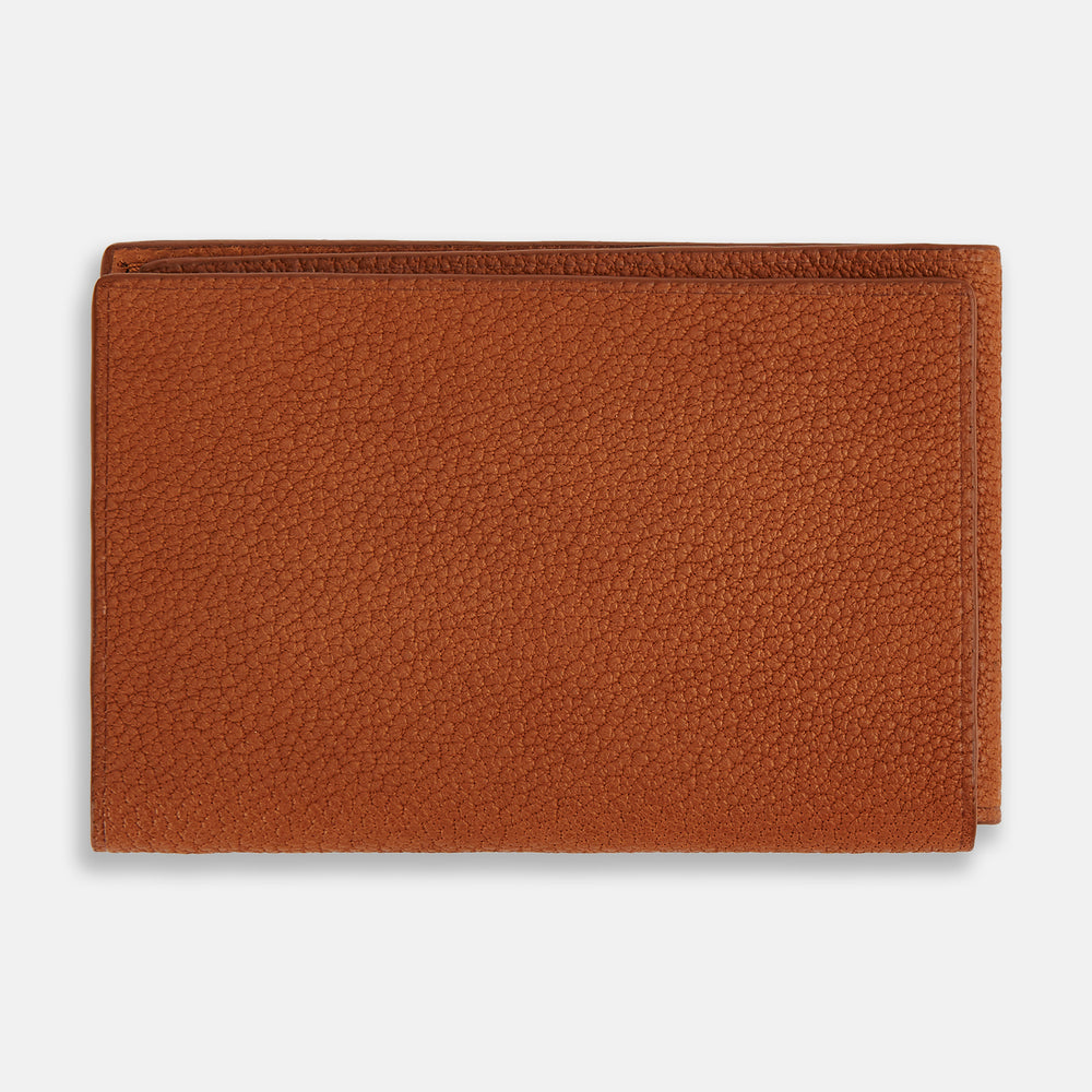 Cognac Full-Grain Leather Trifold Wallet OS