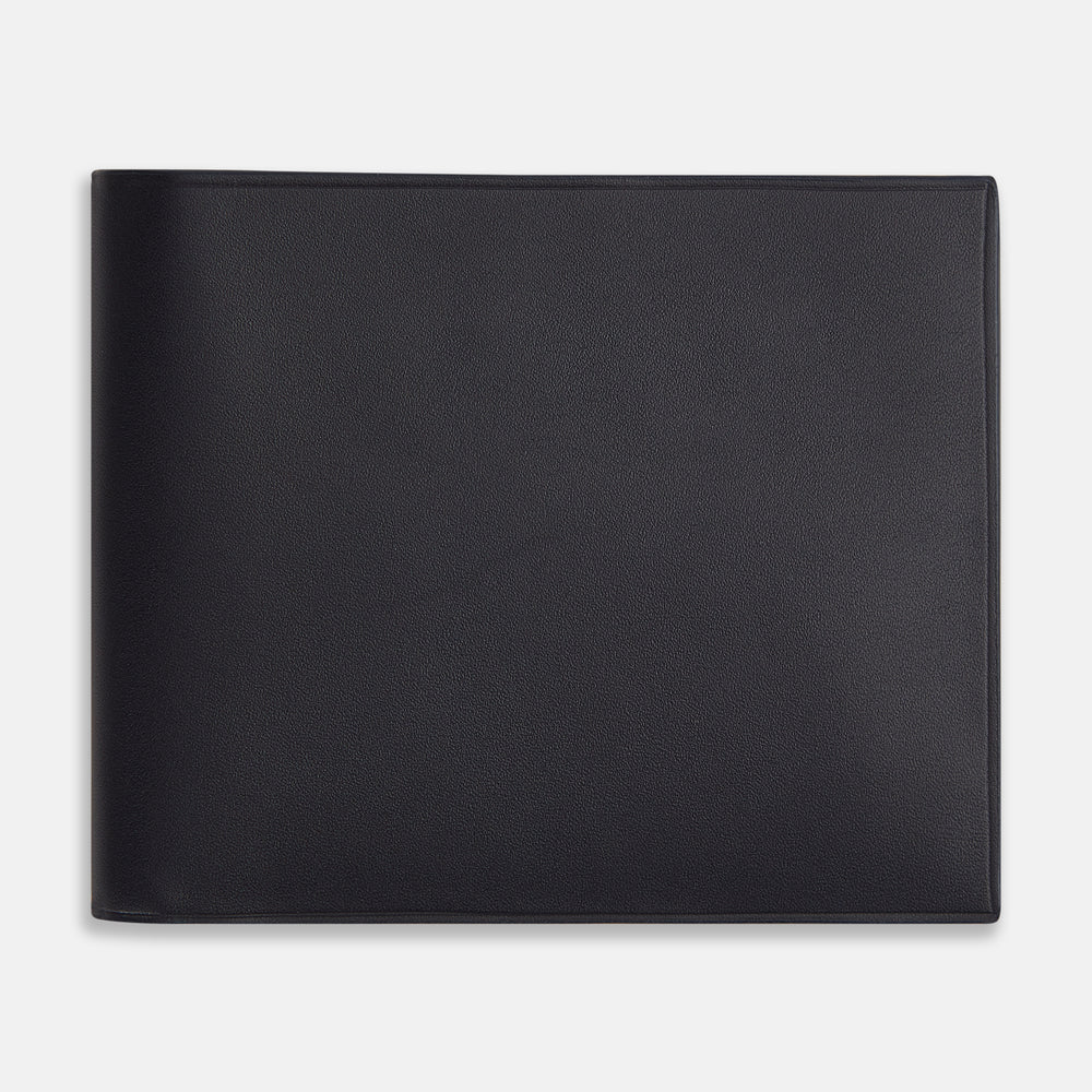 Navy Leather Bi-Fold Wallet OS