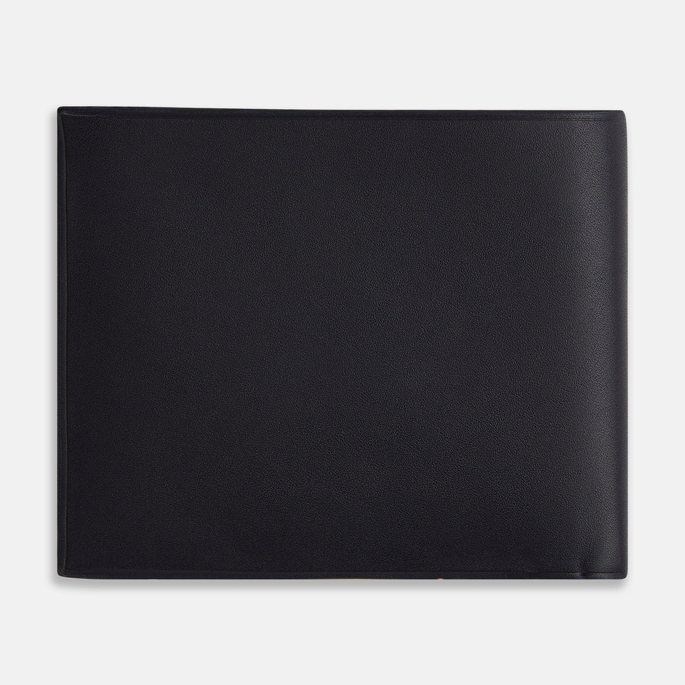 Navy Leather Bi-Fold Wallet OS