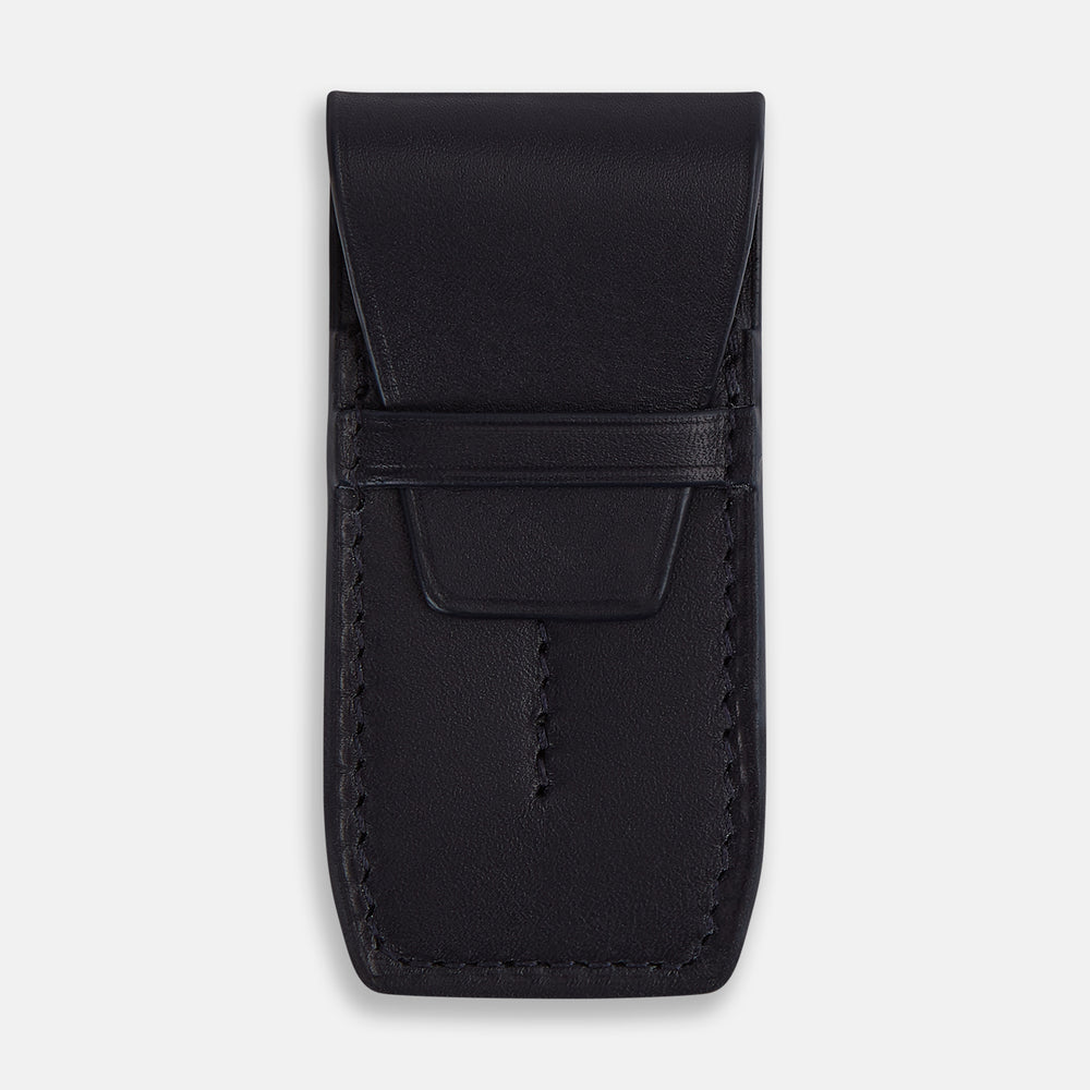 Navy Leather Collar-Stay Holder OS