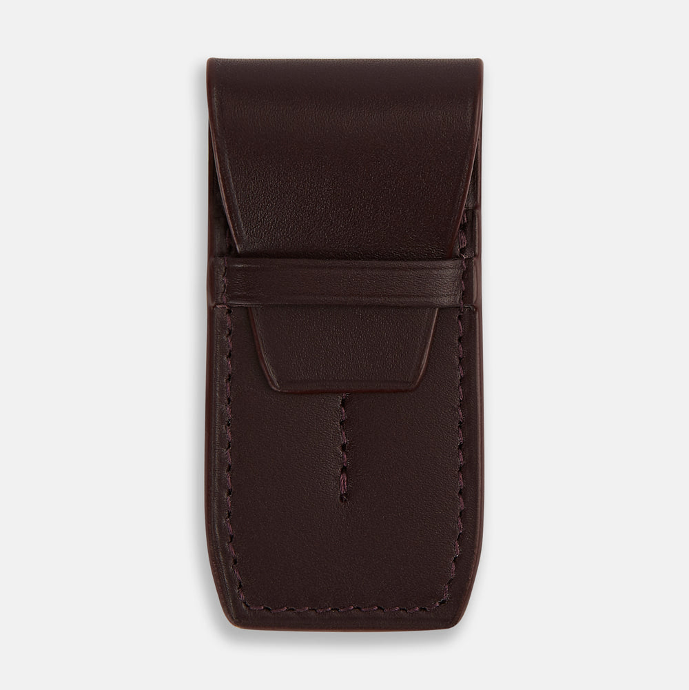 Burgundy Leather Collar-Stay Holder OS