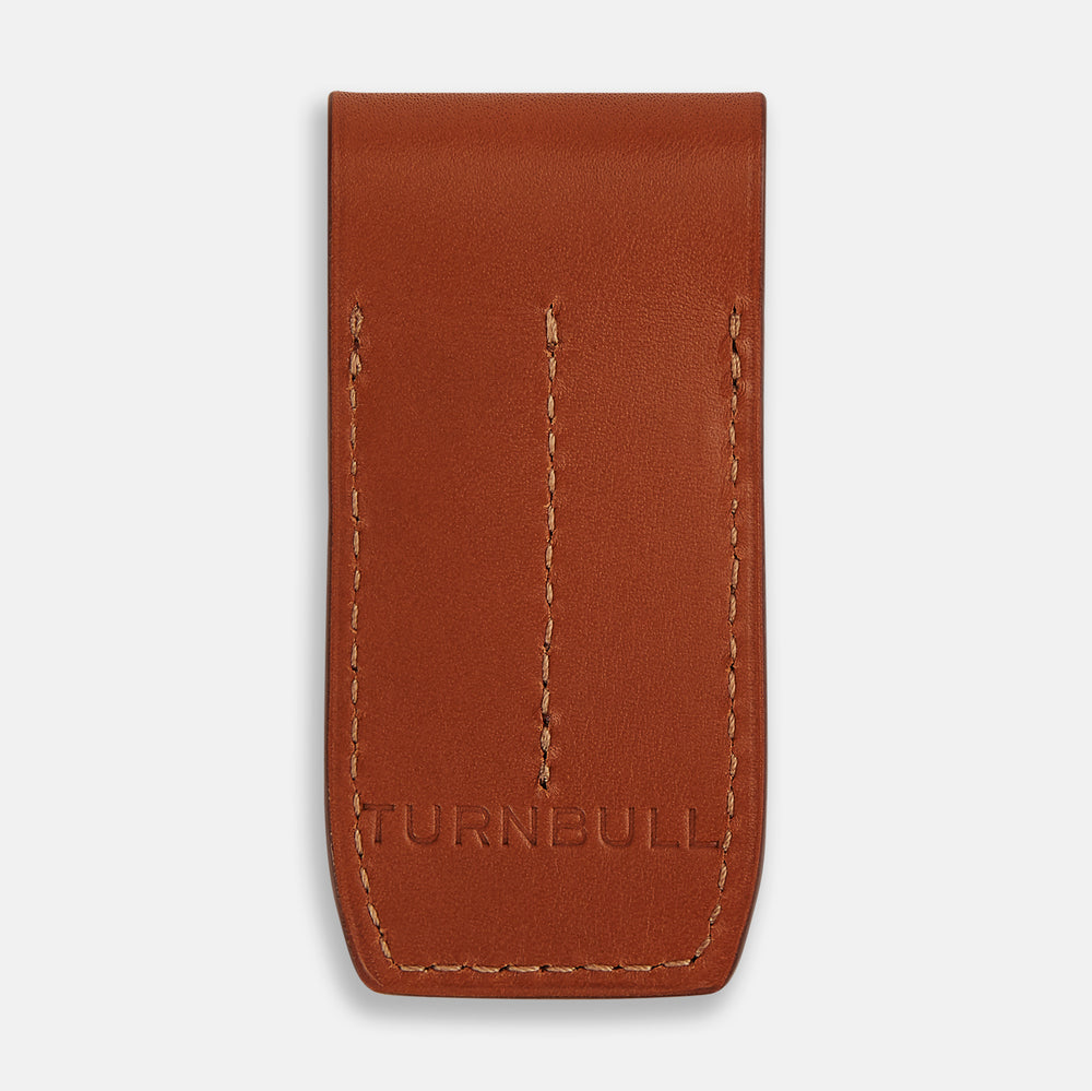 Cognac Leather Collar-Stay Holder OS