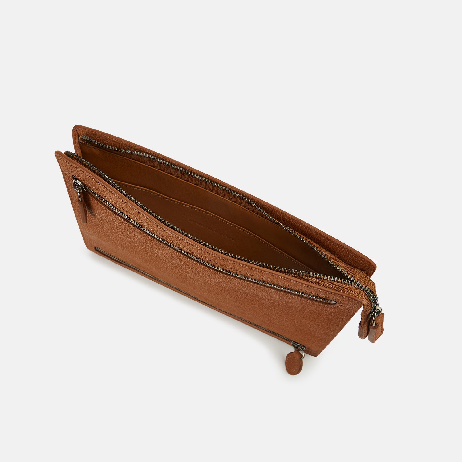 View 2 of product Cognac Full-Grain Leather Zip Envelope Pouch