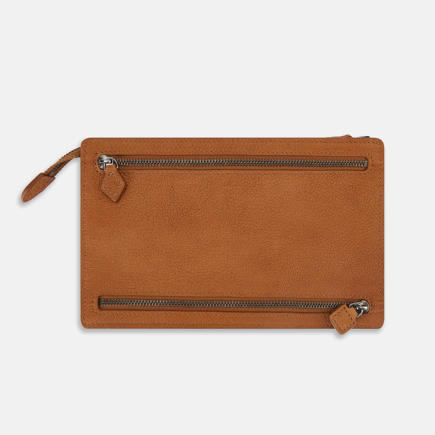 View 3 of product Cognac Full-Grain Leather Zip Envelope Pouch
