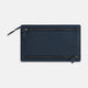 Navy Full-Grain Leather Zip Envelope Pouch OS