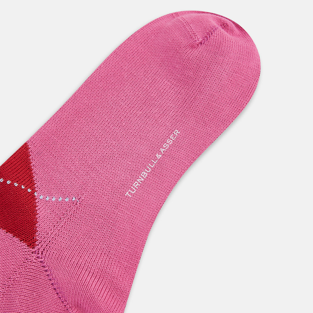 Antique Pink Check Mid-Length Socks 13