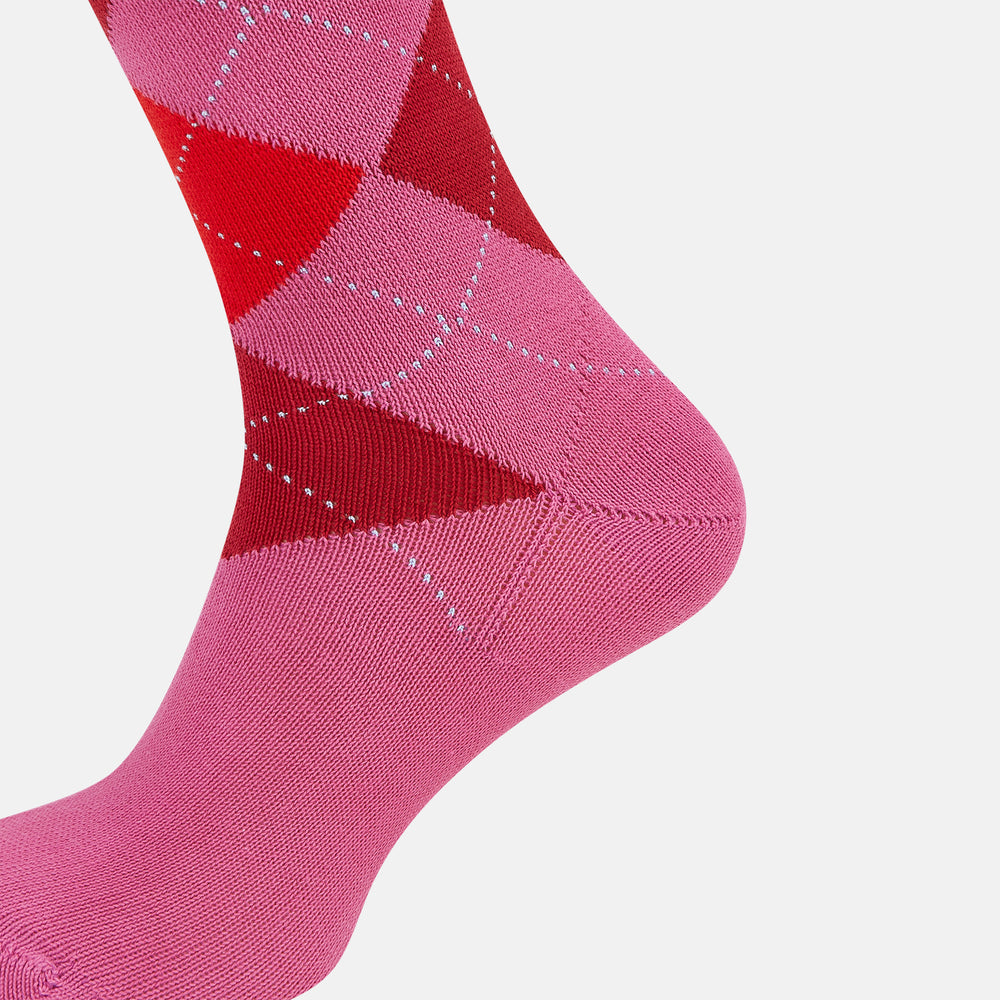 Antique Pink Check Mid-Length Socks 13