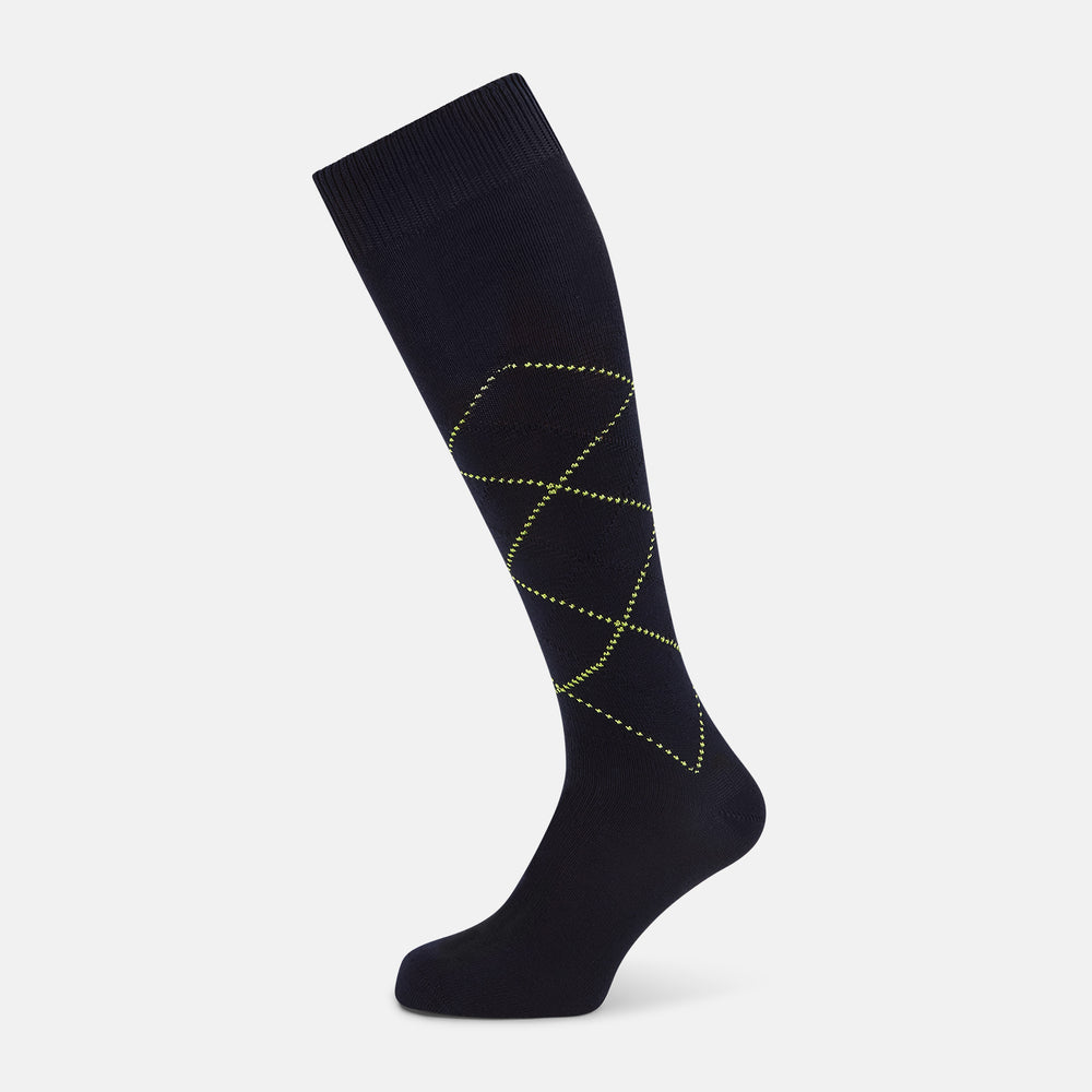 Navy Diamond Long Socks 12
