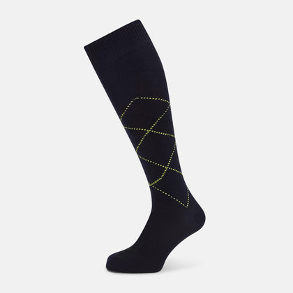 Navy Diamond Long Socks