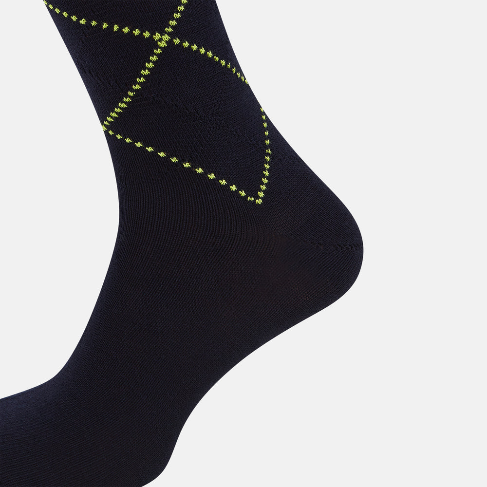 Navy Diamond Long Socks 12