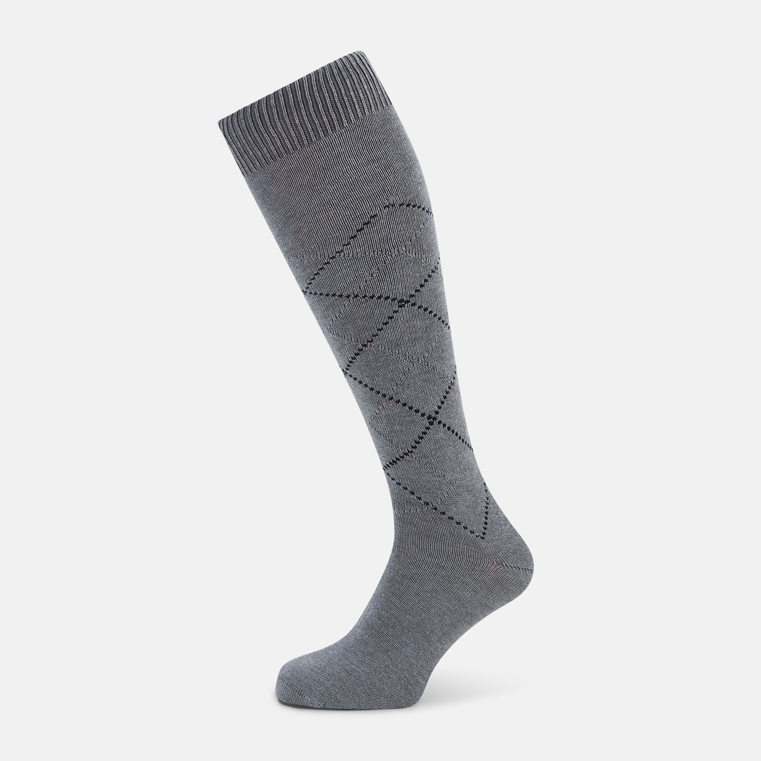 View 2 of product Light Grey Melange Diamond Long Socks 13