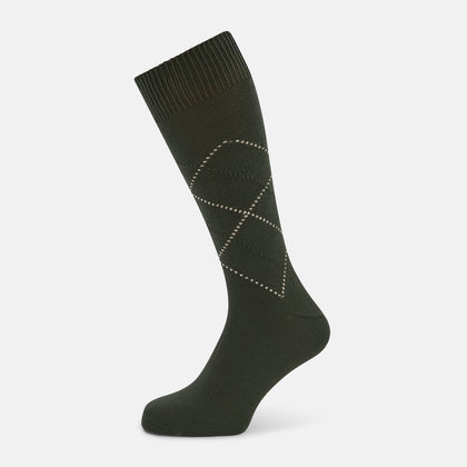 Geometric Olive Green Diamond Socks in Cotton