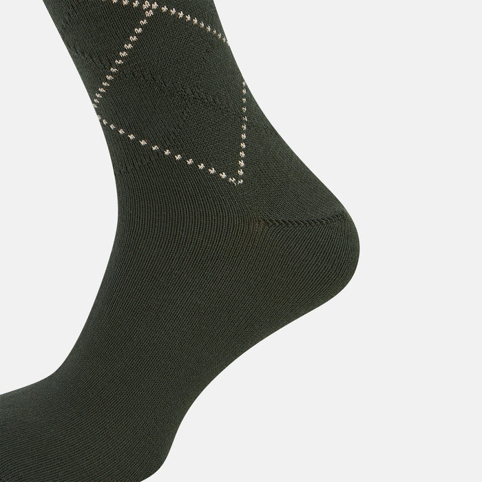 SOCKS SHORT COTTON DIAMOND ON OLIVE Image 3