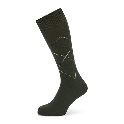 Geometric Olive Green Diamond Socks in Cotton Image 4