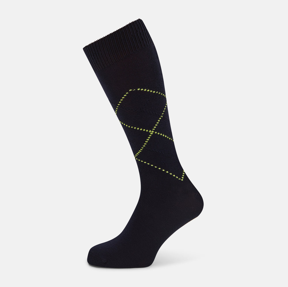 Navy Diamond Mid-Length Socks 13