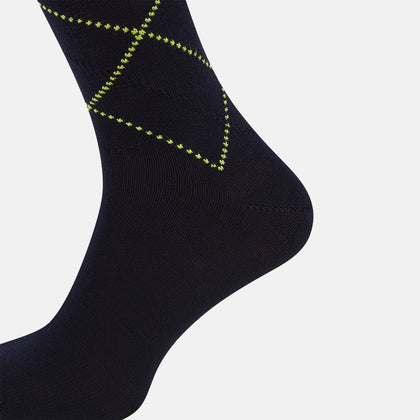 Navy Diamond Mid-Length Socks Image 3