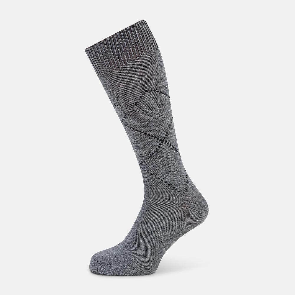 Light Grey Melange Diamond Mid-Length Socks 11+