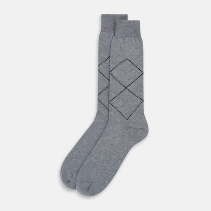 Light Grey Melange Diamond Mid-Length Socks Image 1