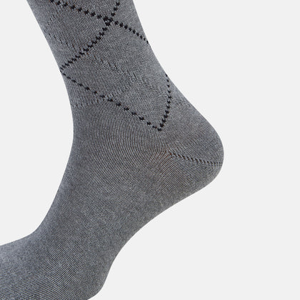 Light Grey Melange Diamond Mid-Length Socks Image 3