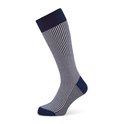 Royal Blue and White Striped Mid-Length Socks Image 4