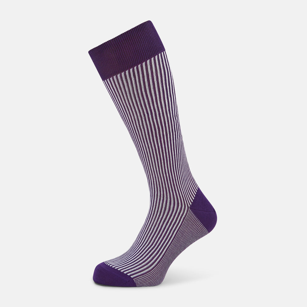 Purple and White Striped Mid-Length Socks 10+