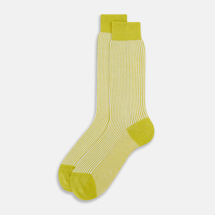 Chartreuse Lemon Striped Mid-Length Socks Image 1