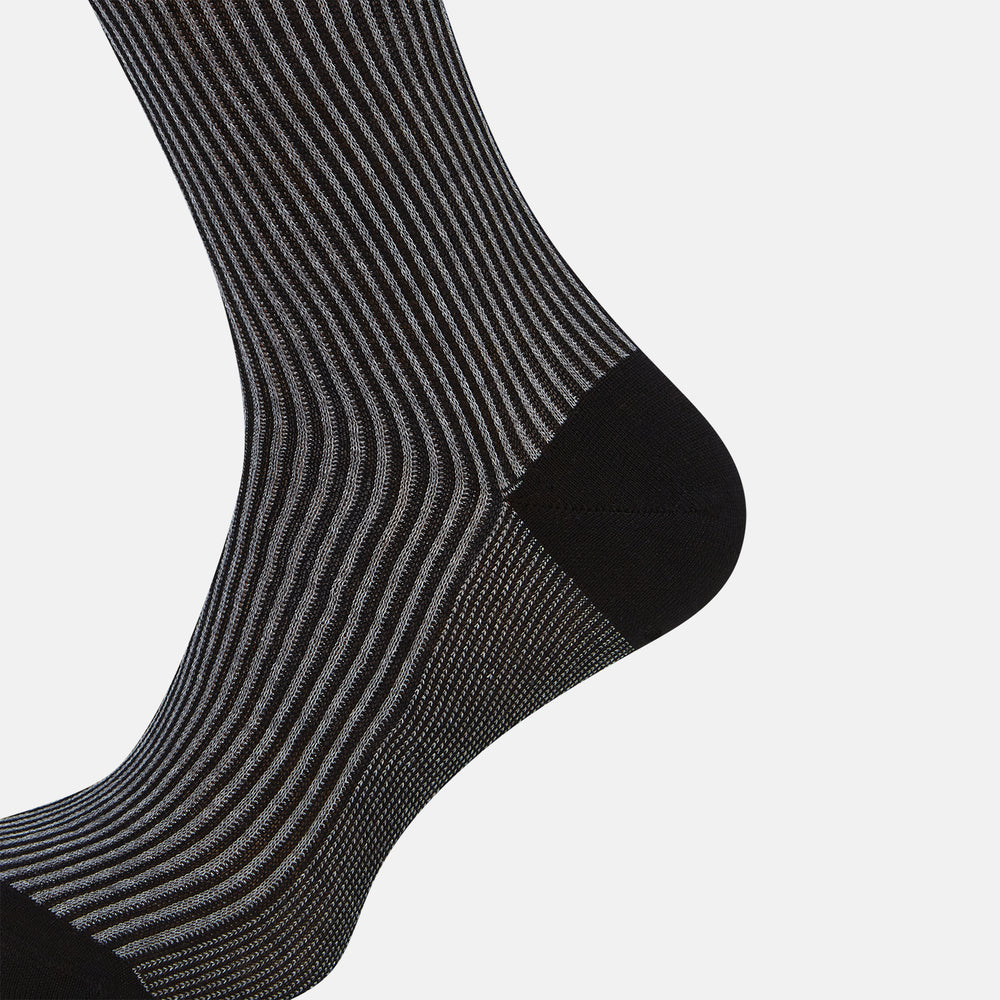 Charcoal Striped Long Socks 10+