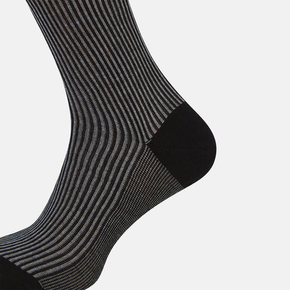 Charcoal Striped Long Socks Image 2