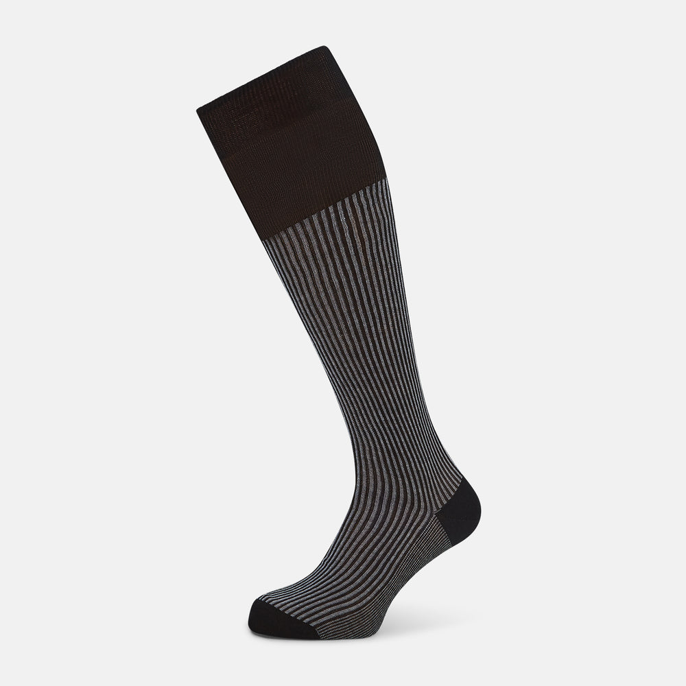 Charcoal Striped Long Socks 13