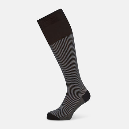 Charcoal Striped Long Socks
