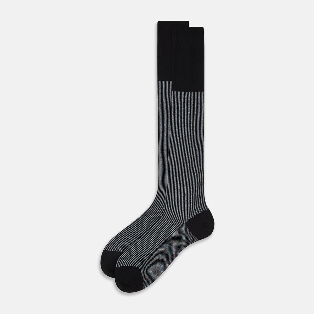 Charcoal Striped Long Socks 13