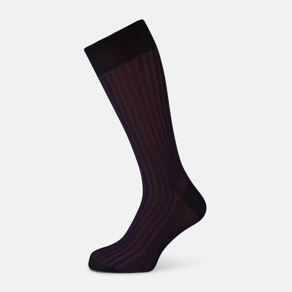 Navy Striped Mid-Length Socks