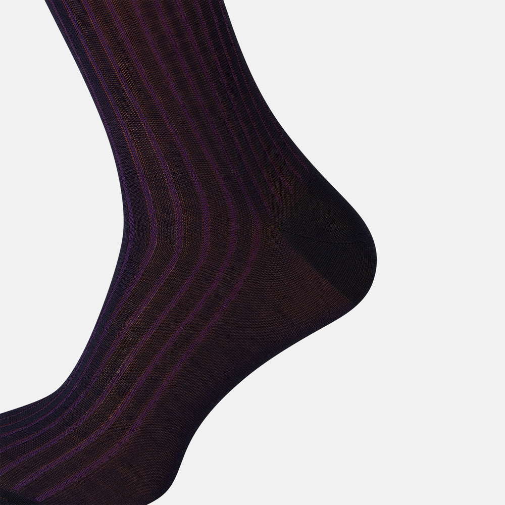Navy Striped Mid-Length Socks