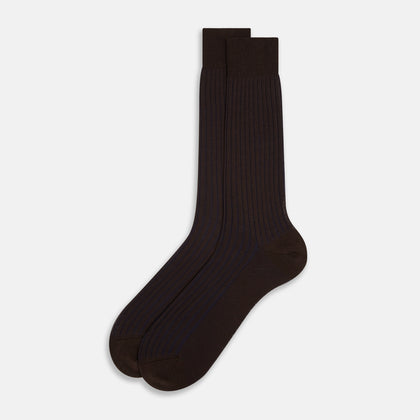 Dark Chocolate Striped Mid-Length Socks Image 1