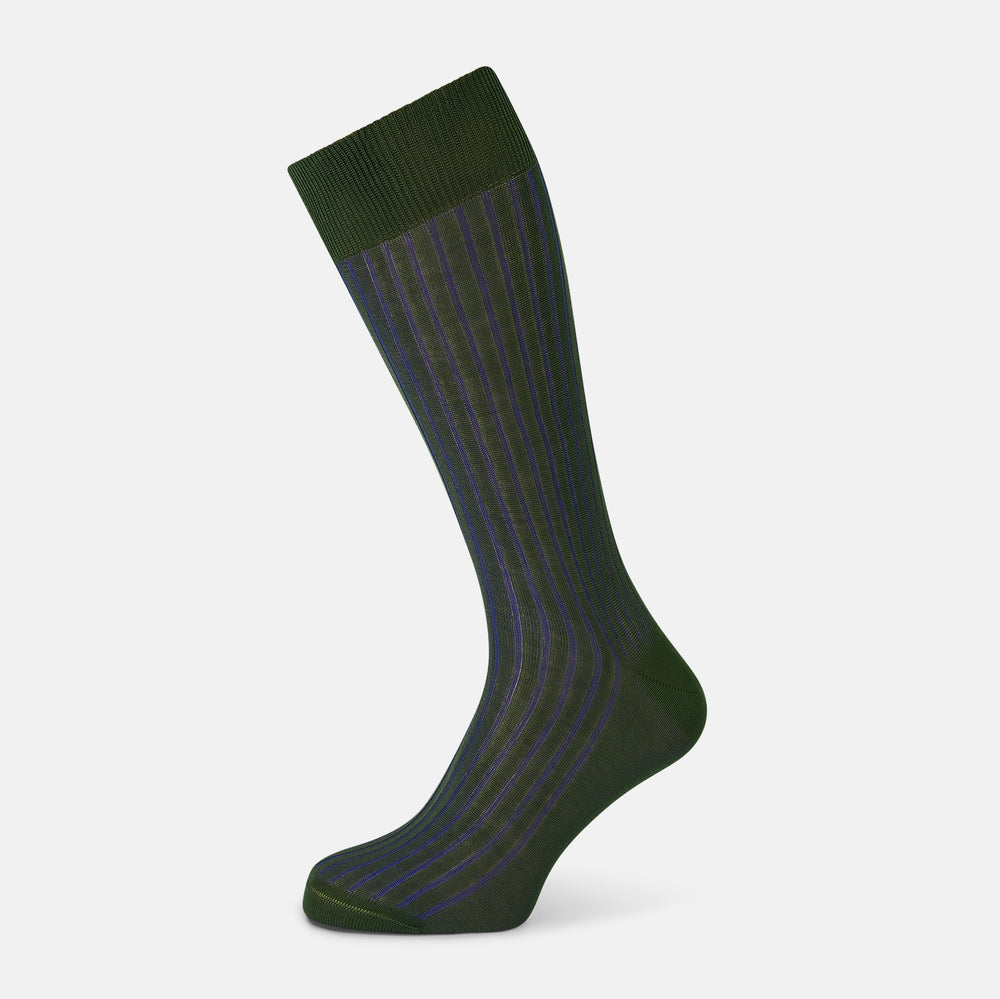 Sage Striped Mid-Length Socks