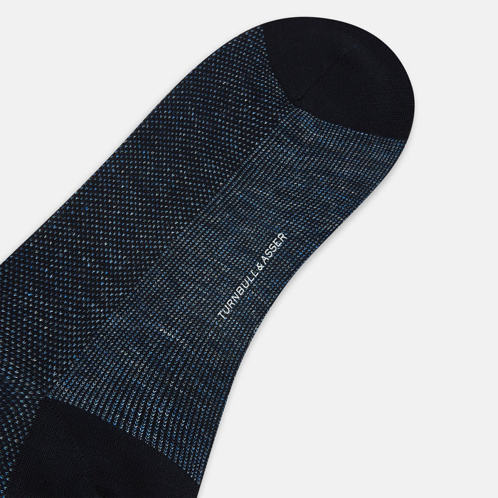Navy Cotton-Linen Mid-Length Socks Image 2
