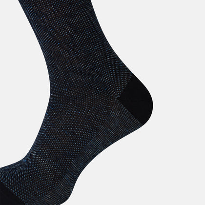 Navy Cotton-Linen Mid-Length Socks Image 3