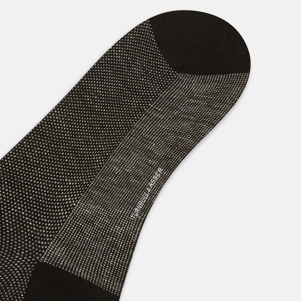 Dark Chocolate Cotton-Linen Mid-Length Socks