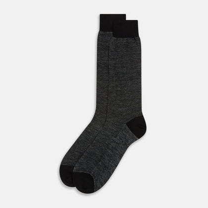 Charcoal Cotton-Linen Mid-Length Socks Image 1