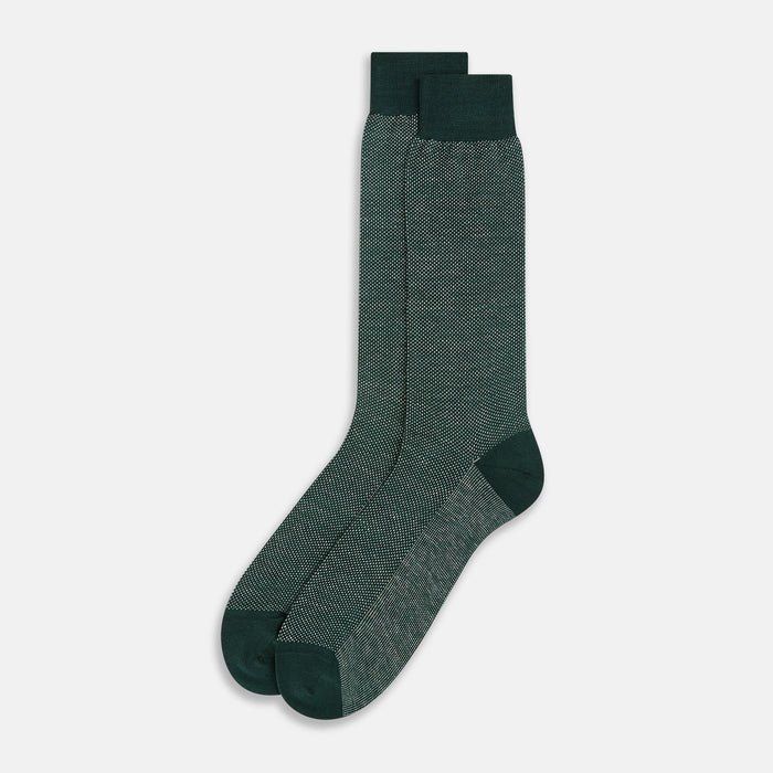 Forest Green Cotton-Linen Mid-Length Socks Image 1