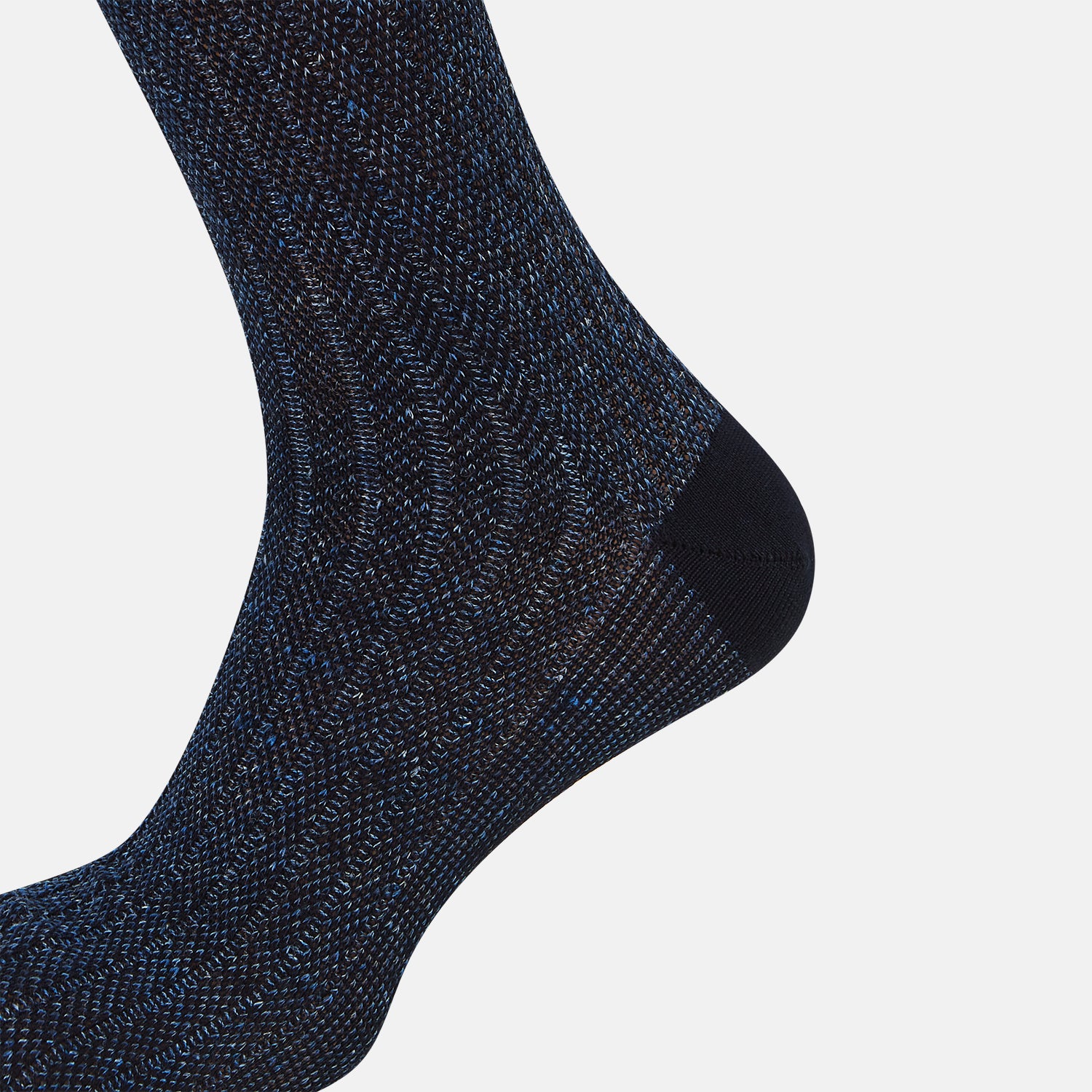 View 4 of product Navy Ribbed Cotton-Linen Mid-Length Socks 12