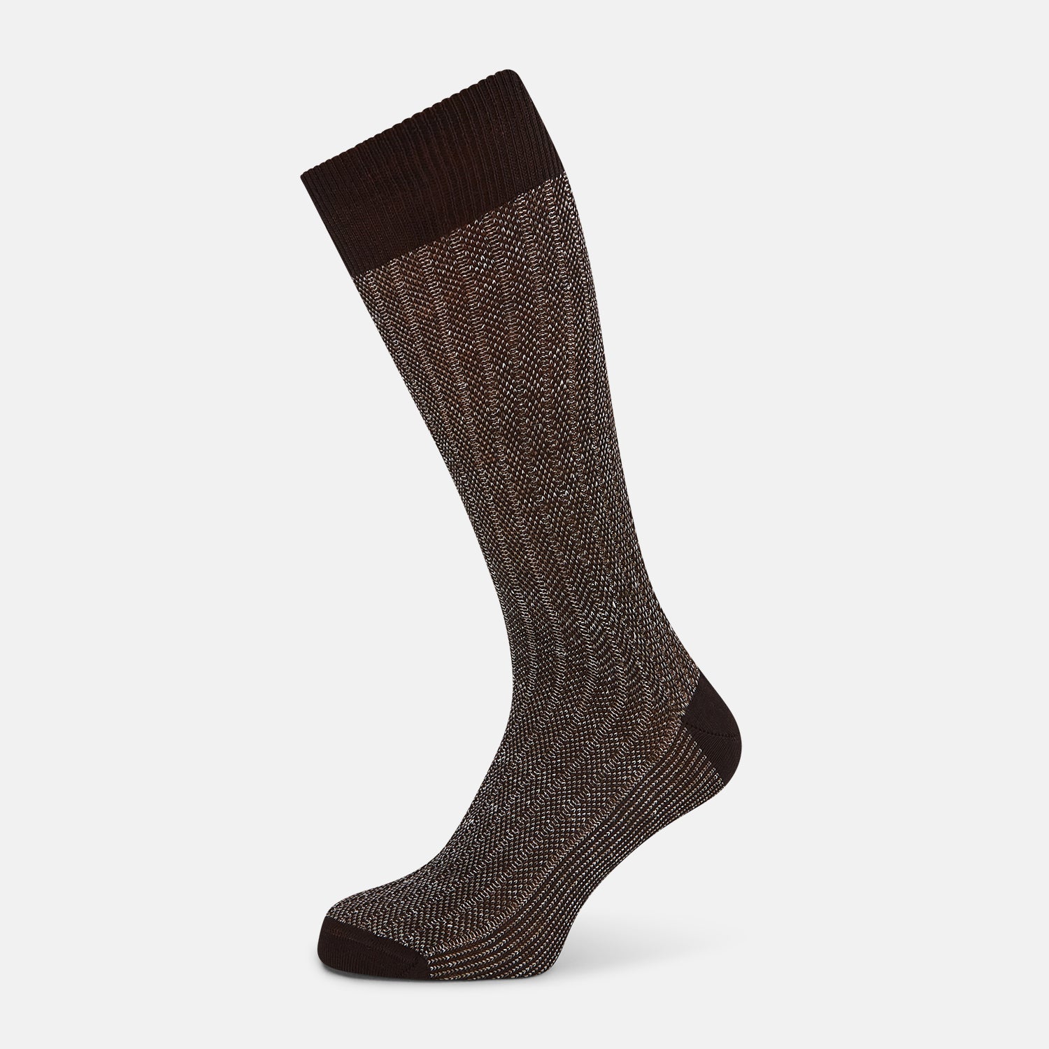 View 1 of product Dark Chocolate Ribbed Cotton-Linen Mid-Length Socks 12