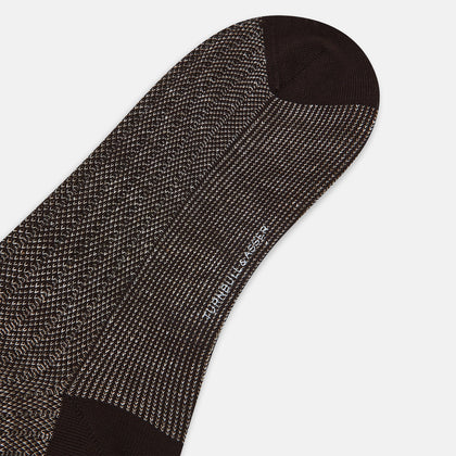 Dark Chocolate Ribbed Cotton-Linen Mid-Length Socks Image 2