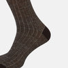 View 4 of product Dark Chocolate Ribbed Cotton-Linen Mid-Length Socks 12