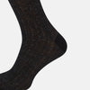 View 4 of product Charcoal Ribbed Cotton-Linen Mid-Length Socks 11+